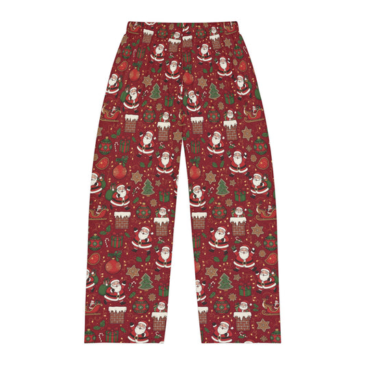 Christmas Santa Print — Men's Festive Holiday Pajama, Lounge, Sleepwear Pant