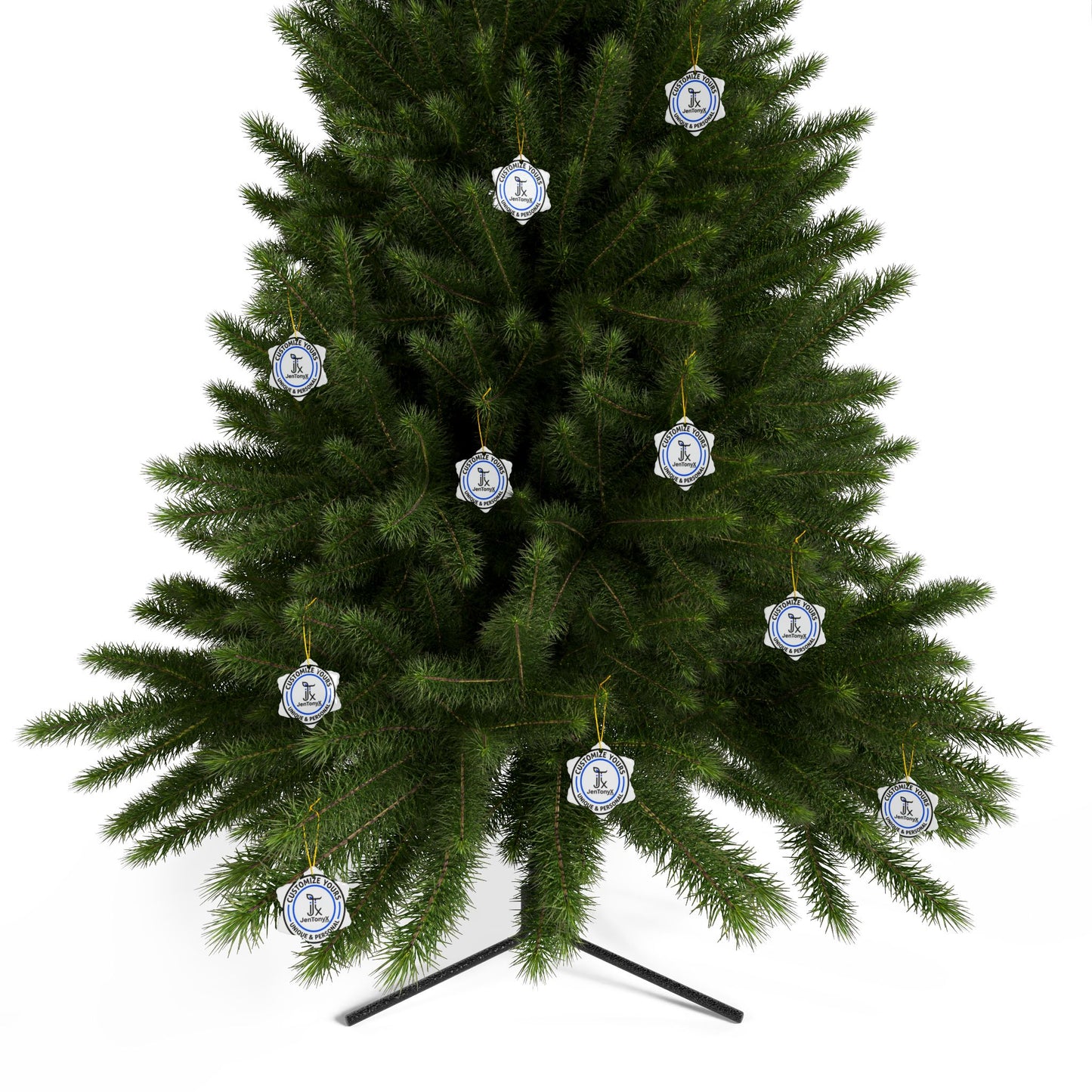 Personalized Ceramic Ornament – Christmas Tree Decoration (Double-Sided)