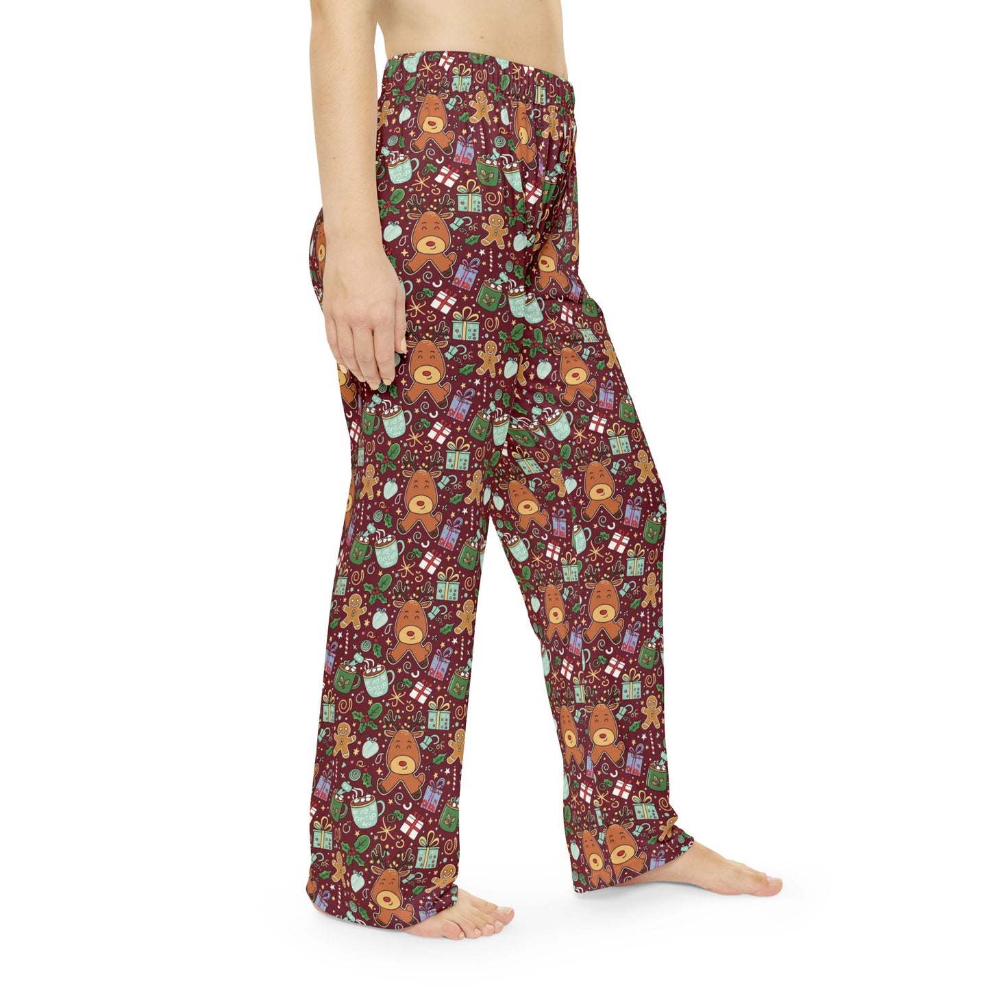 Christmas Cookies & Reindeer — Women's Festive Holiday Pajama, Lounge, Sleepwear Pant