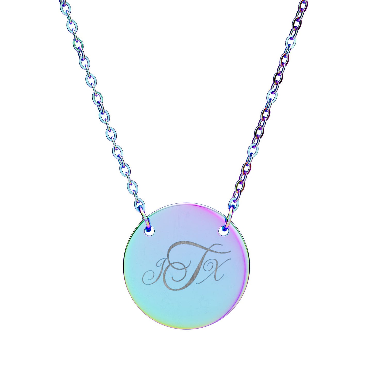Engraved Circle Initial Necklace — Personalized Monogram Pendant