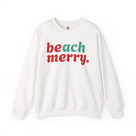 “Beach Merry” — Holiday Cozy Crewneck Sweatshirt