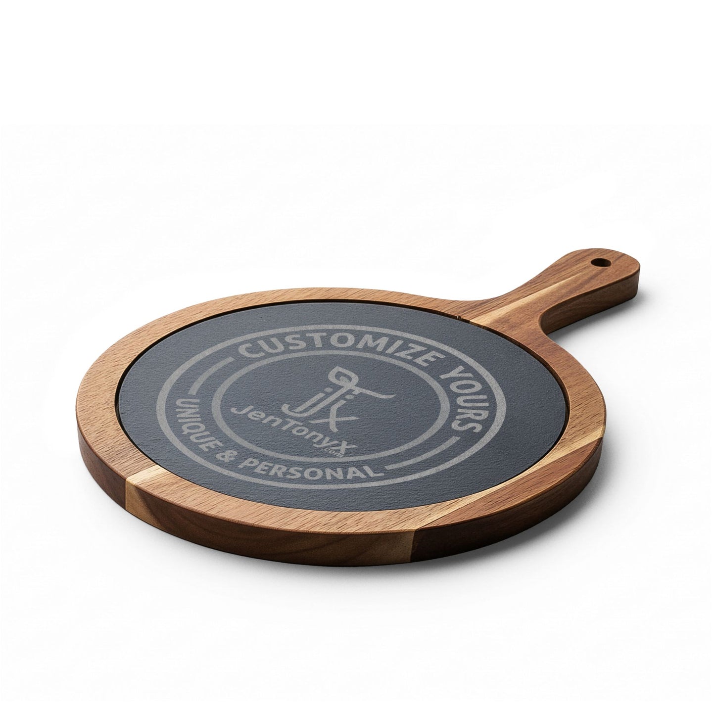 Personalized Engraved Charcuterie Board with Slate Insert & Cheese Knives