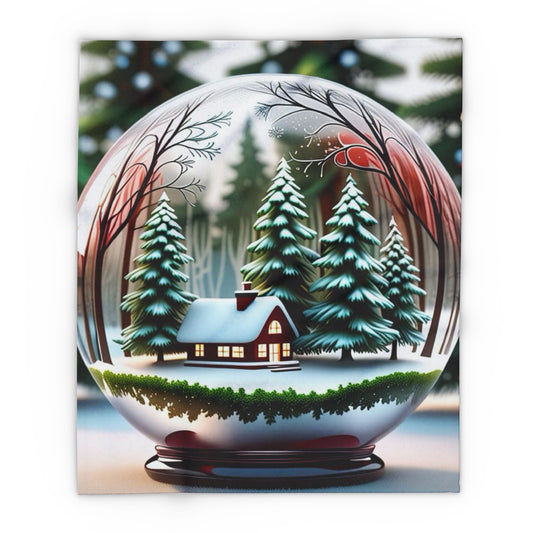 Fleece Blanket - Cozy Winter Wonderland Snow Globe Design