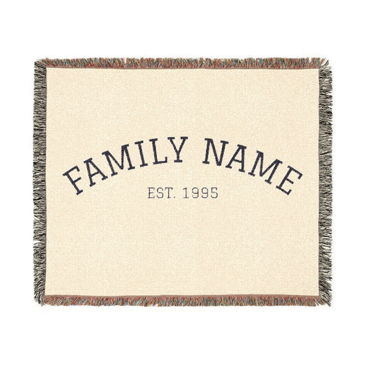Personalized Family Name Woven Blanket - Classic Est. Year Throw