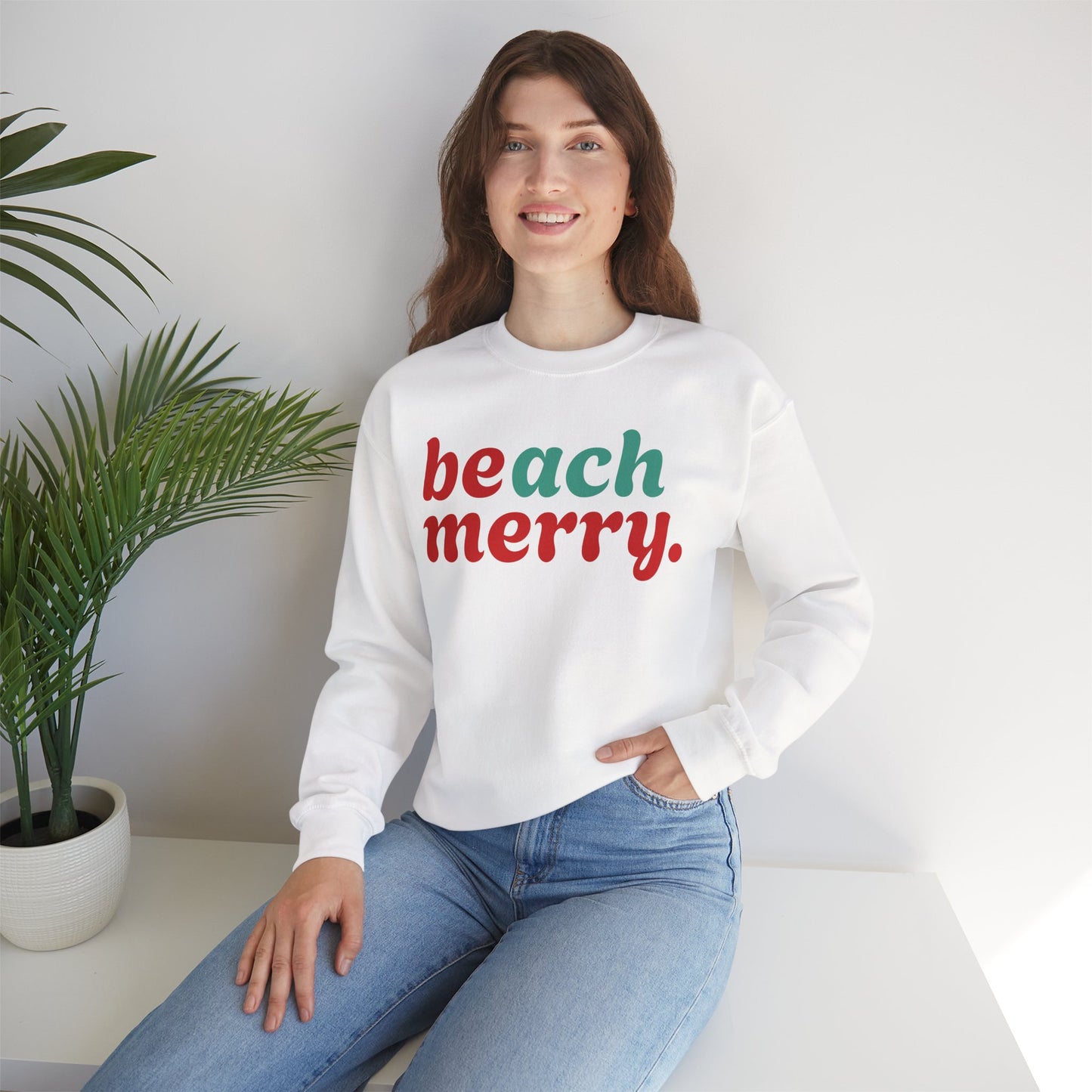 “Beach Merry” — Holiday Cozy Crewneck Sweatshirt
