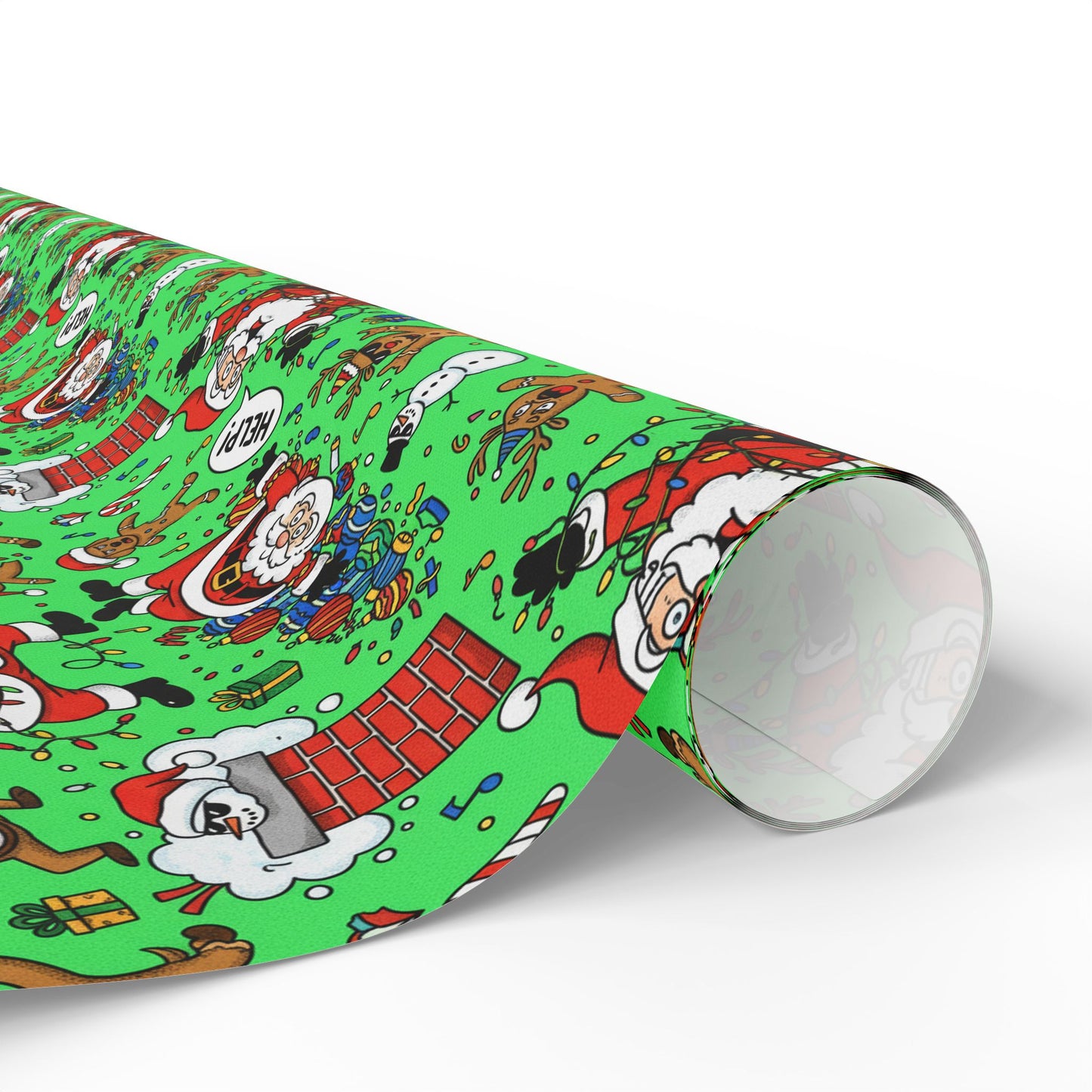 Green Santa & Gingerbread Madness — Holiday Wrapping Paper Rolls