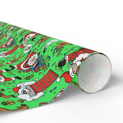 Green Santa & Gingerbread Madness — Holiday Wrapping Paper Rolls