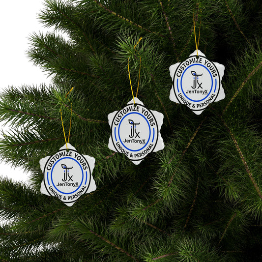 Personalized Ceramic Ornament – Christmas Tree Decoration (Double-Sided)