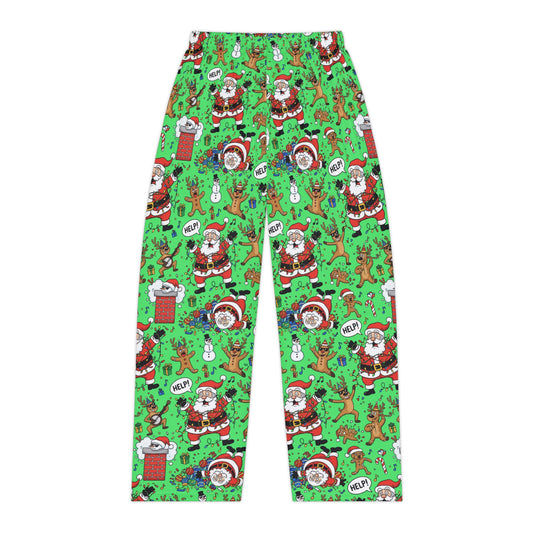 Santa & Gingerbread Madness — Women's Festive Holiday Pajama, Lounge, Sleepwear Pant