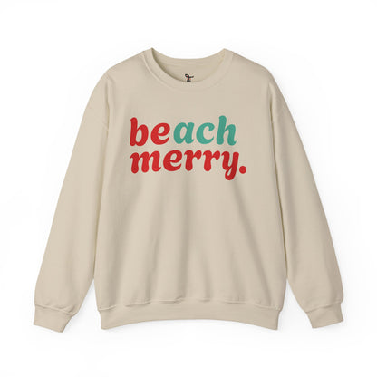 “Beach Merry” — Holiday Cozy Crewneck Sweatshirt
