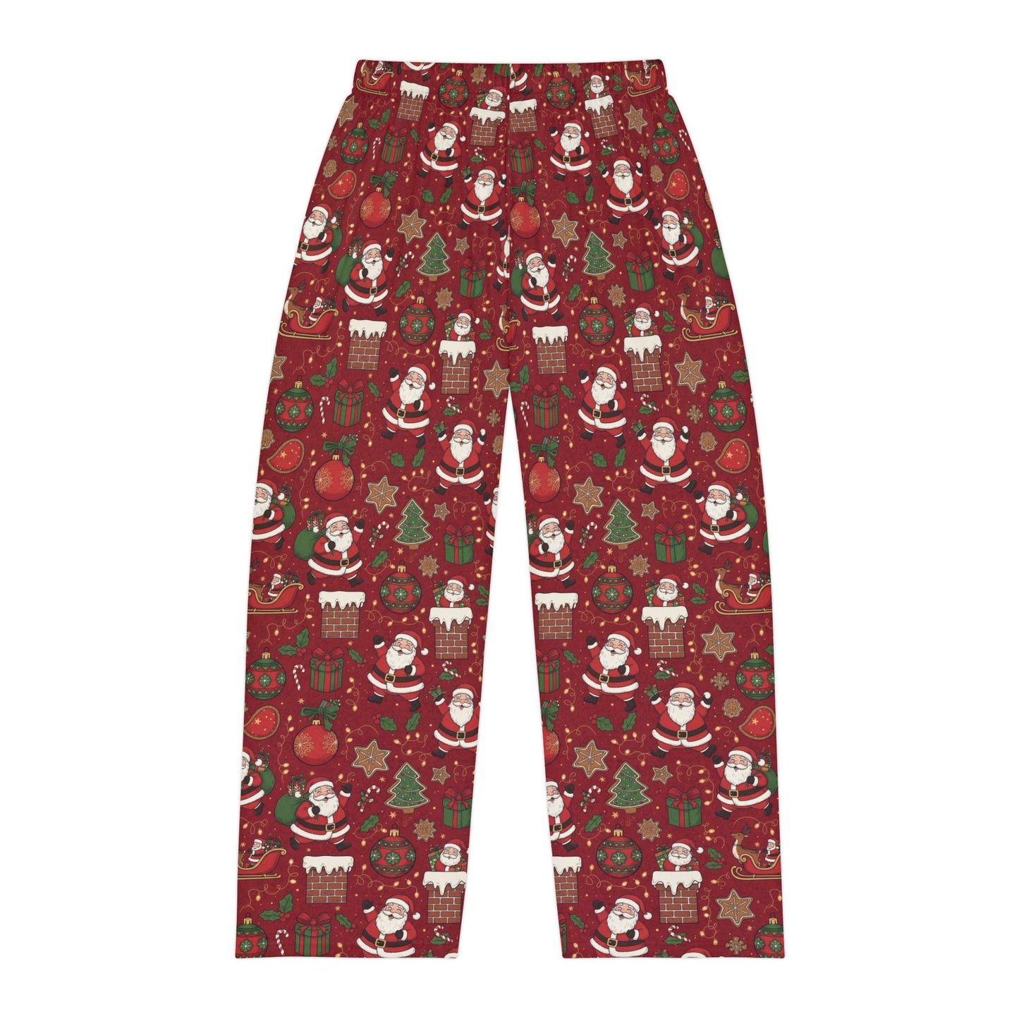 Christmas Santa Print — Men's Festive Holiday Pajama, Lounge, Sleepwear Pant