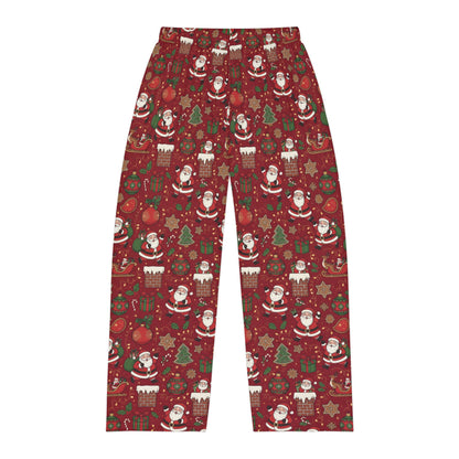 Christmas Santa Print — Men's Festive Holiday Pajama, Lounge, Sleepwear Pant