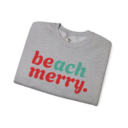 “Beach Merry” — Holiday Cozy Crewneck Sweatshirt