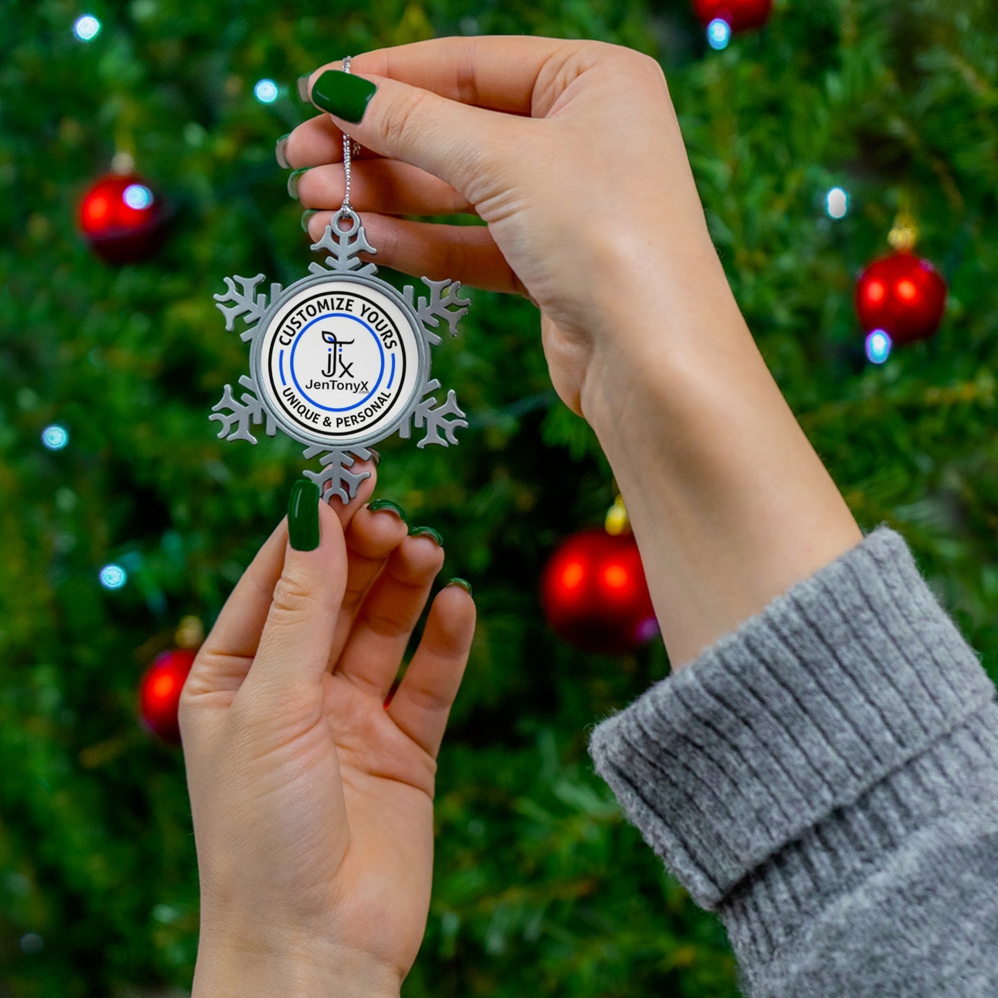 Personalized Pewter Snowflake Ornament – Christmas Tree Decoration