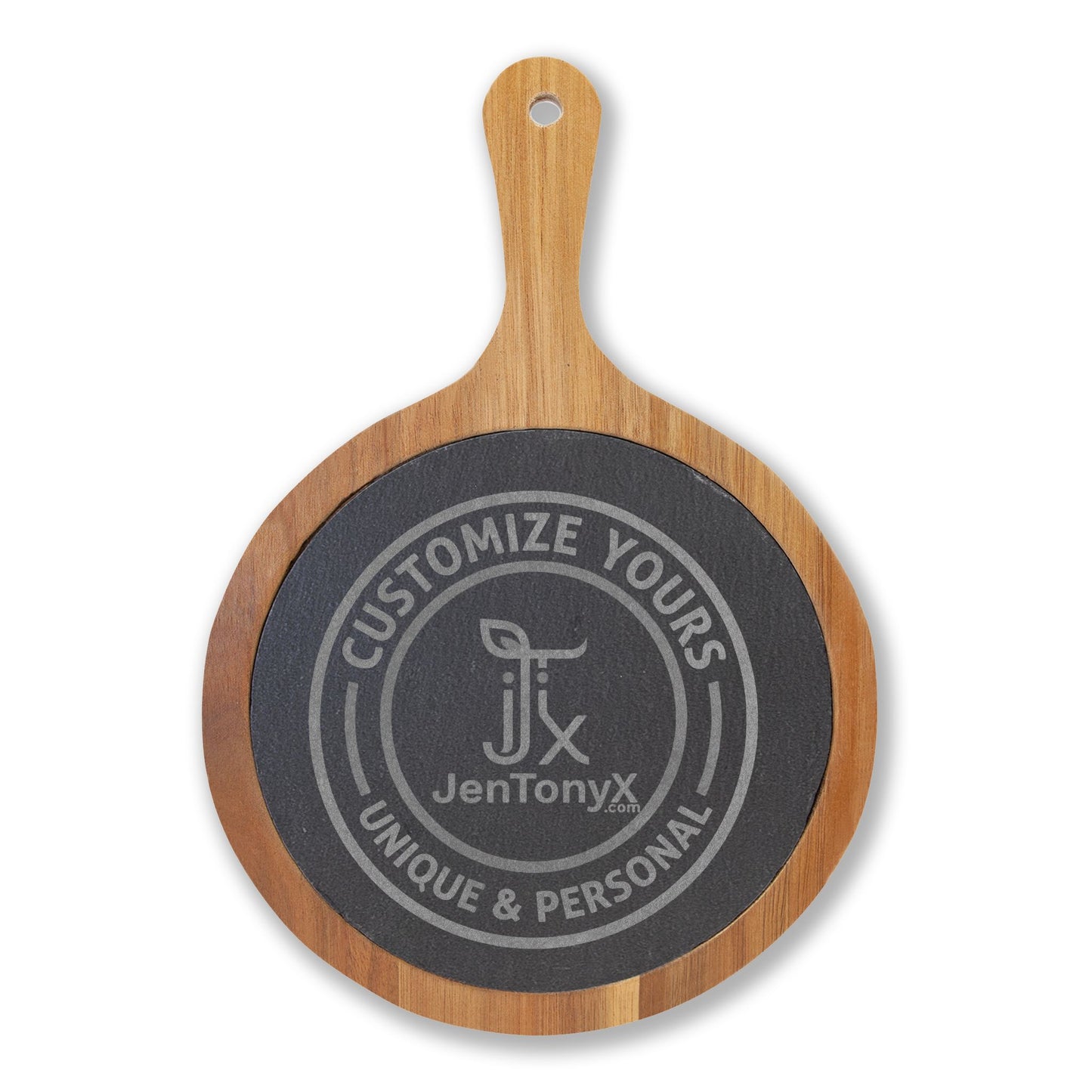 Personalized Engraved Charcuterie Board with Slate Insert & Cheese Knives