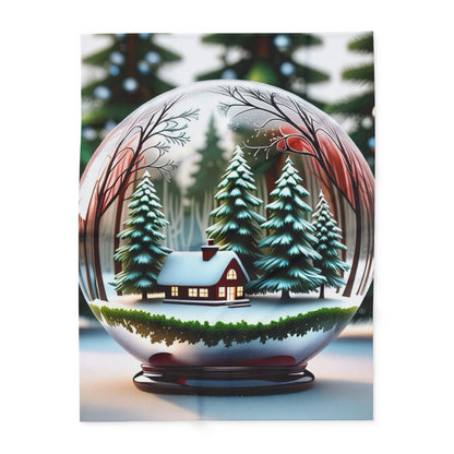 Fleece Blanket - Cozy Winter Wonderland Snow Globe Design
