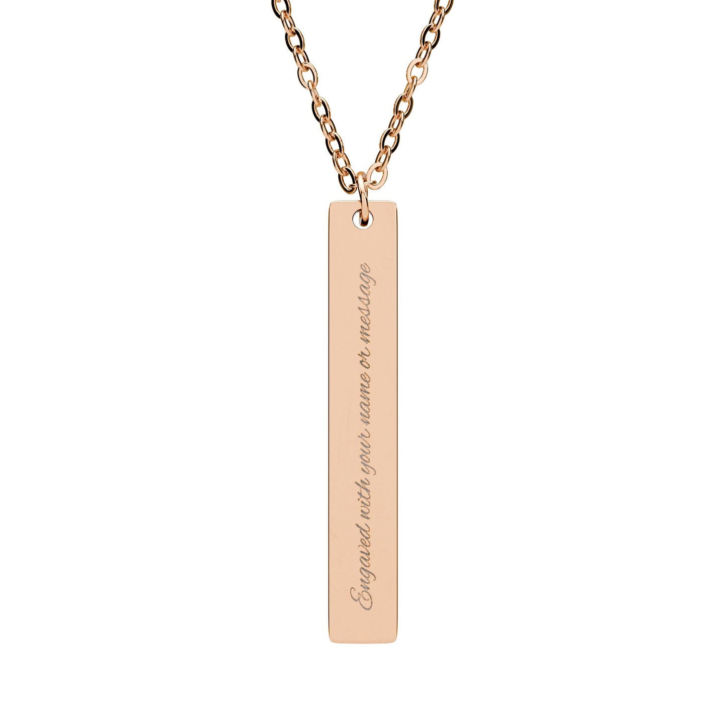 Engravable Vertical Bar Necklace — Personalized Pendant