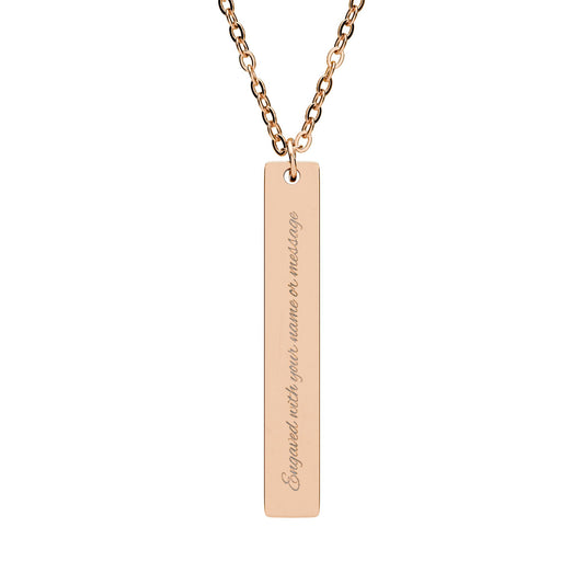 Engravable Vertical Bar Necklace — Personalized Pendant