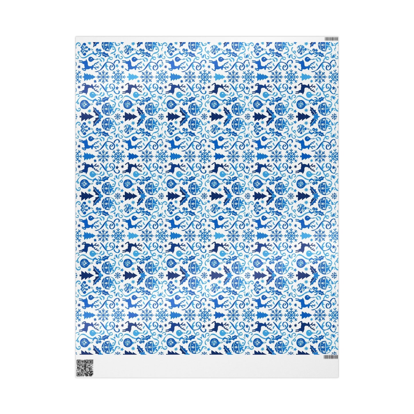 Blue Reindeer Snowflake Gift Wrap — Holiday Wrapping Paper Rolls