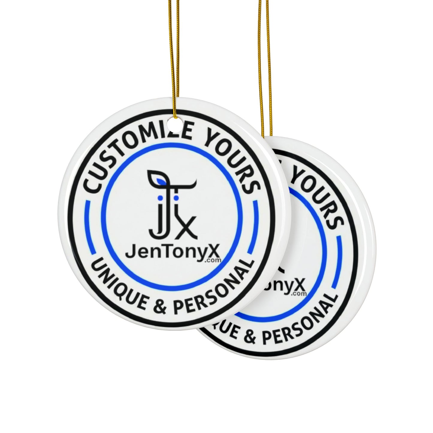 Personalized Ceramic Ornament – Christmas Tree Decoration (Double-Sided)