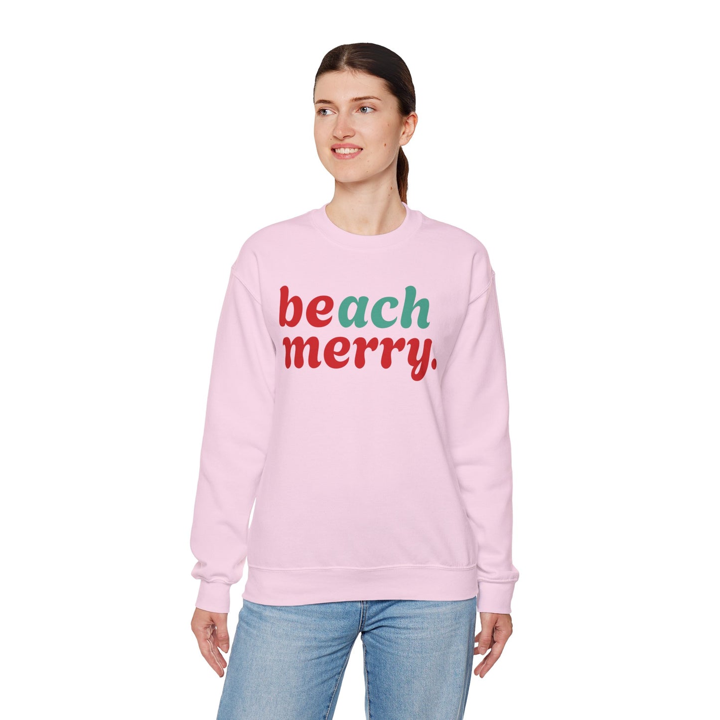 “Beach Merry” — Holiday Cozy Crewneck Sweatshirt