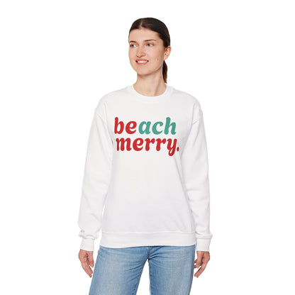 “Beach Merry” — Holiday Cozy Crewneck Sweatshirt