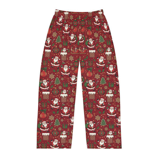 Christmas Santa Print — Men's Festive Holiday Pajama, Lounge, Sleepwear Pant