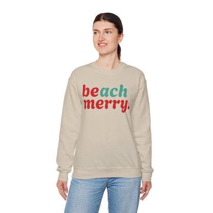 “Beach Merry” — Holiday Cozy Crewneck Sweatshirt