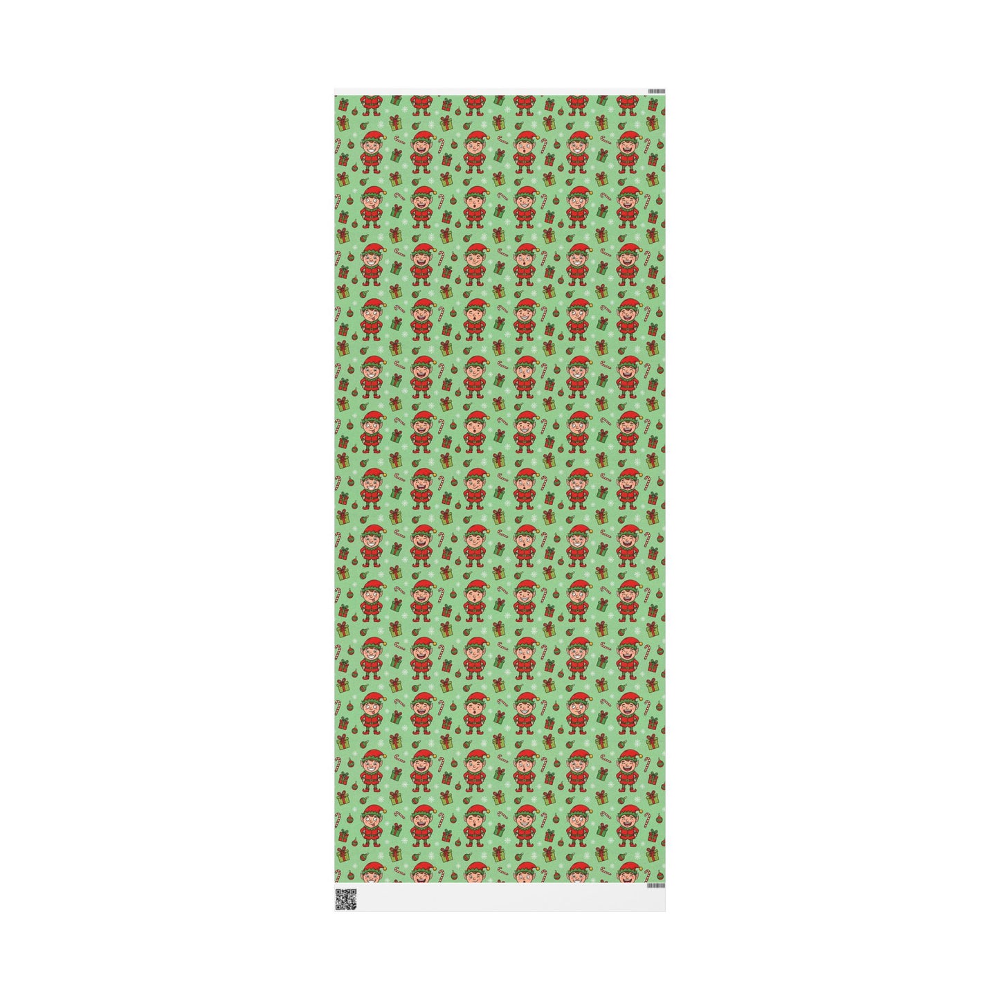 Personalize! Green Pattern with Elves, Presents & Candy Canes — Holiday Wrapping Paper Rolls