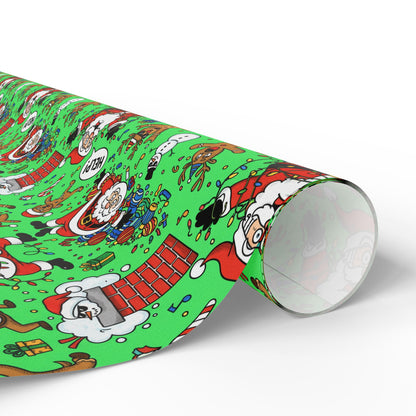 Green Santa & Gingerbread Madness — Holiday Wrapping Paper Rolls