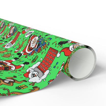 Green Santa & Gingerbread Madness — Holiday Wrapping Paper Rolls