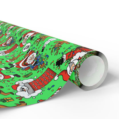 Green Santa & Gingerbread Madness — Holiday Wrapping Paper Rolls