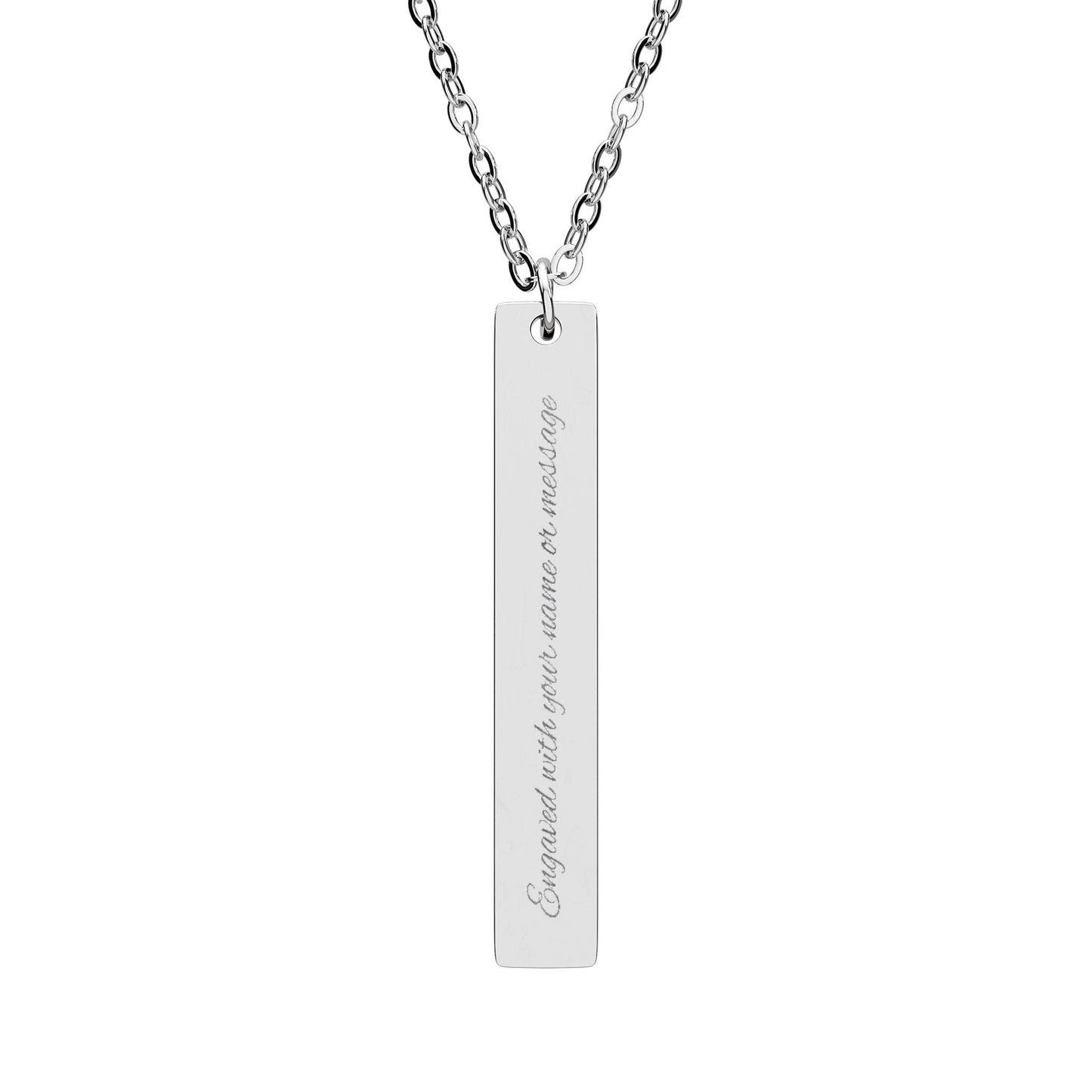 Engravable Vertical Bar Necklace — Personalized Pendant