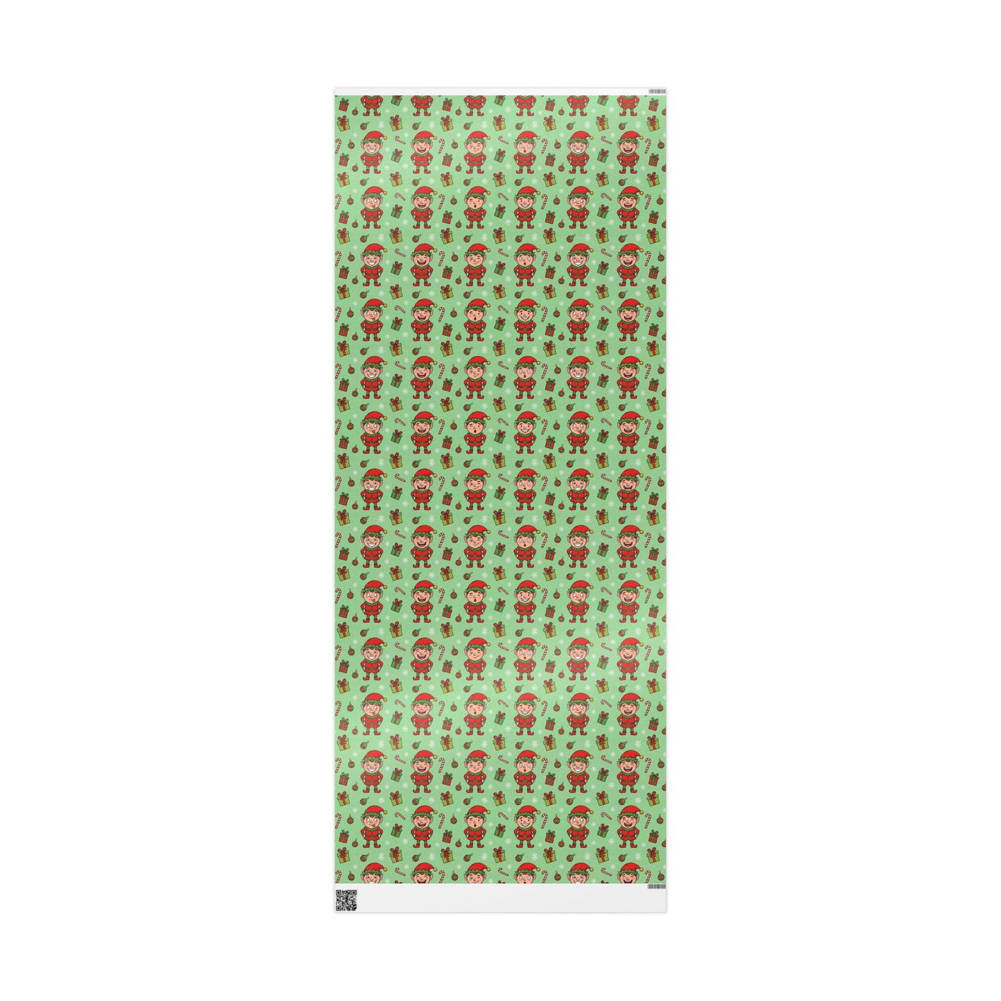Personalize! Green Pattern with Elves, Presents & Candy Canes — Holiday Wrapping Paper Rolls