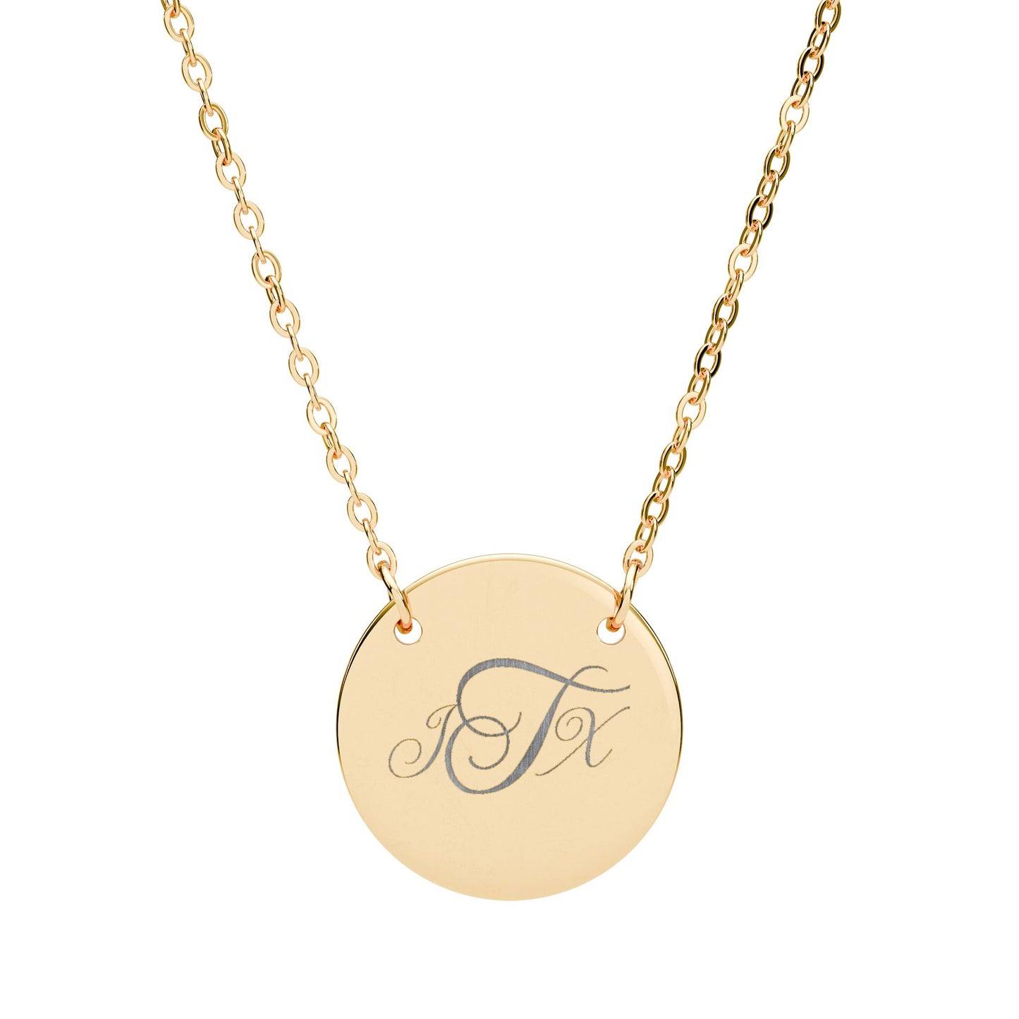 Engraved Circle Initial Necklace — Personalized Monogram Pendant