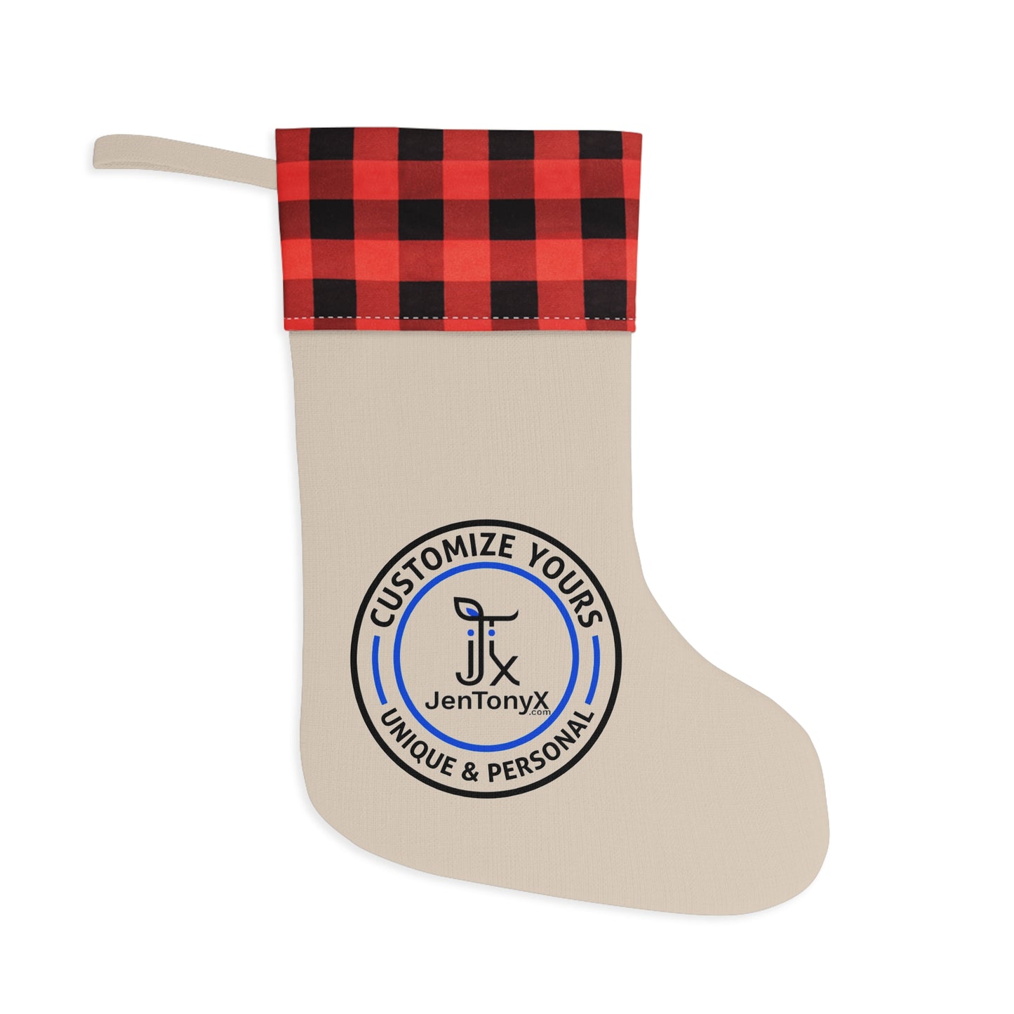 Personalized Plaid Cuff Christmas Stocking – Customizable Holiday Decor