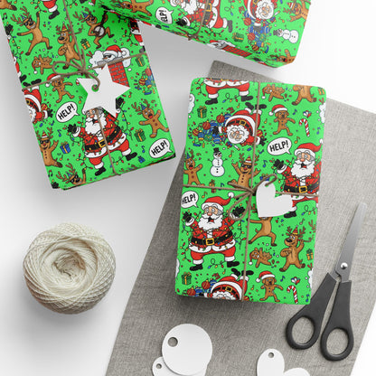 Green Santa & Gingerbread Madness — Holiday Wrapping Paper Rolls