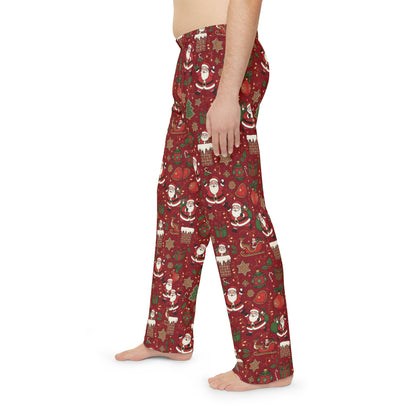 Christmas Santa Print — Men's Festive Holiday Pajama, Lounge, Sleepwear Pant