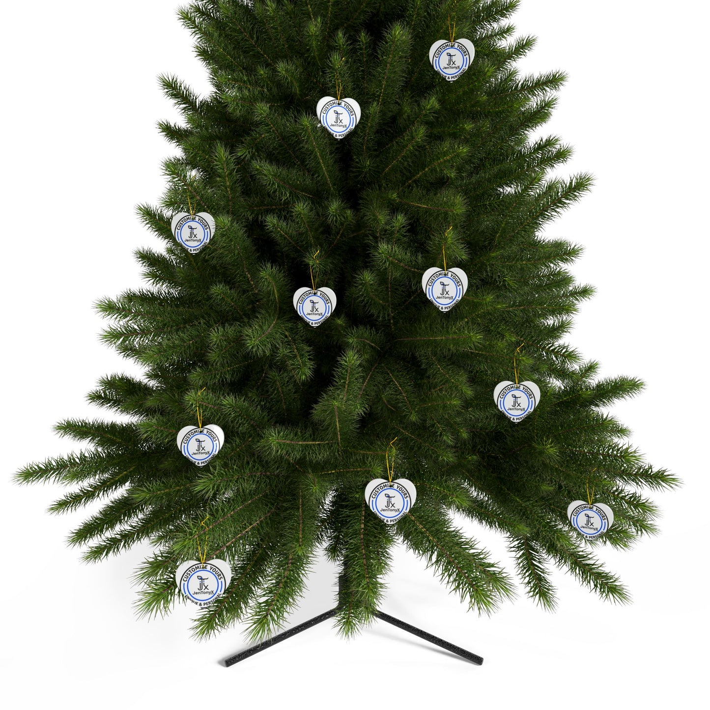 Personalized Ceramic Ornament – Christmas Tree Decoration (Double-Sided)