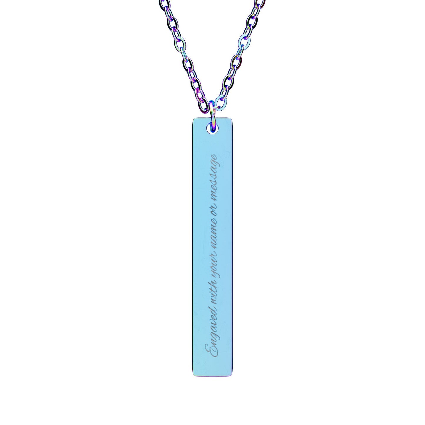 Engravable Vertical Bar Necklace — Personalized Pendant