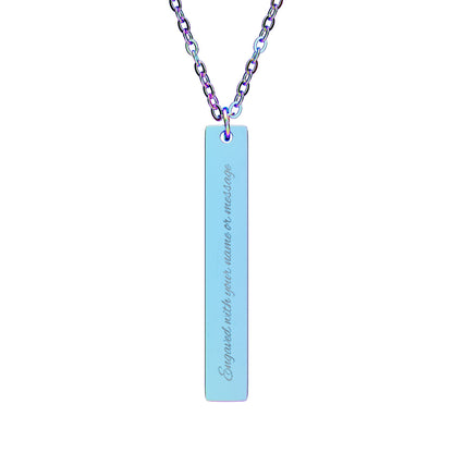 Engravable Vertical Bar Necklace — Personalized Pendant