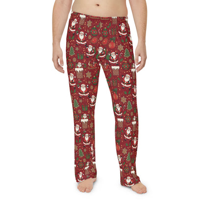 Christmas Santa Print — Men's Festive Holiday Pajama, Lounge, Sleepwear Pant