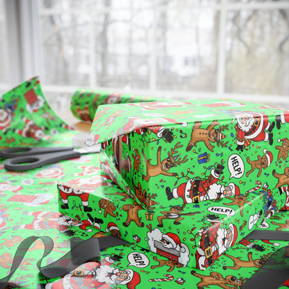 Green Santa & Gingerbread Madness — Holiday Wrapping Paper Rolls