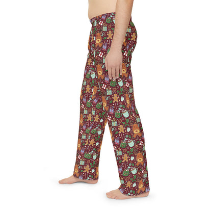 Christmas Cookies & Reindeer — Men's Festive Holiday Pajama, Lounge, Sleepwear Pant