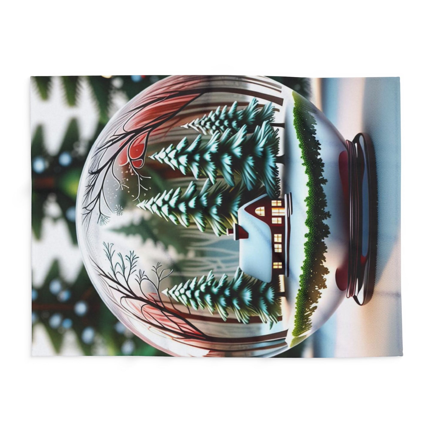 Fleece Blanket - Cozy Winter Wonderland Snow Globe Design