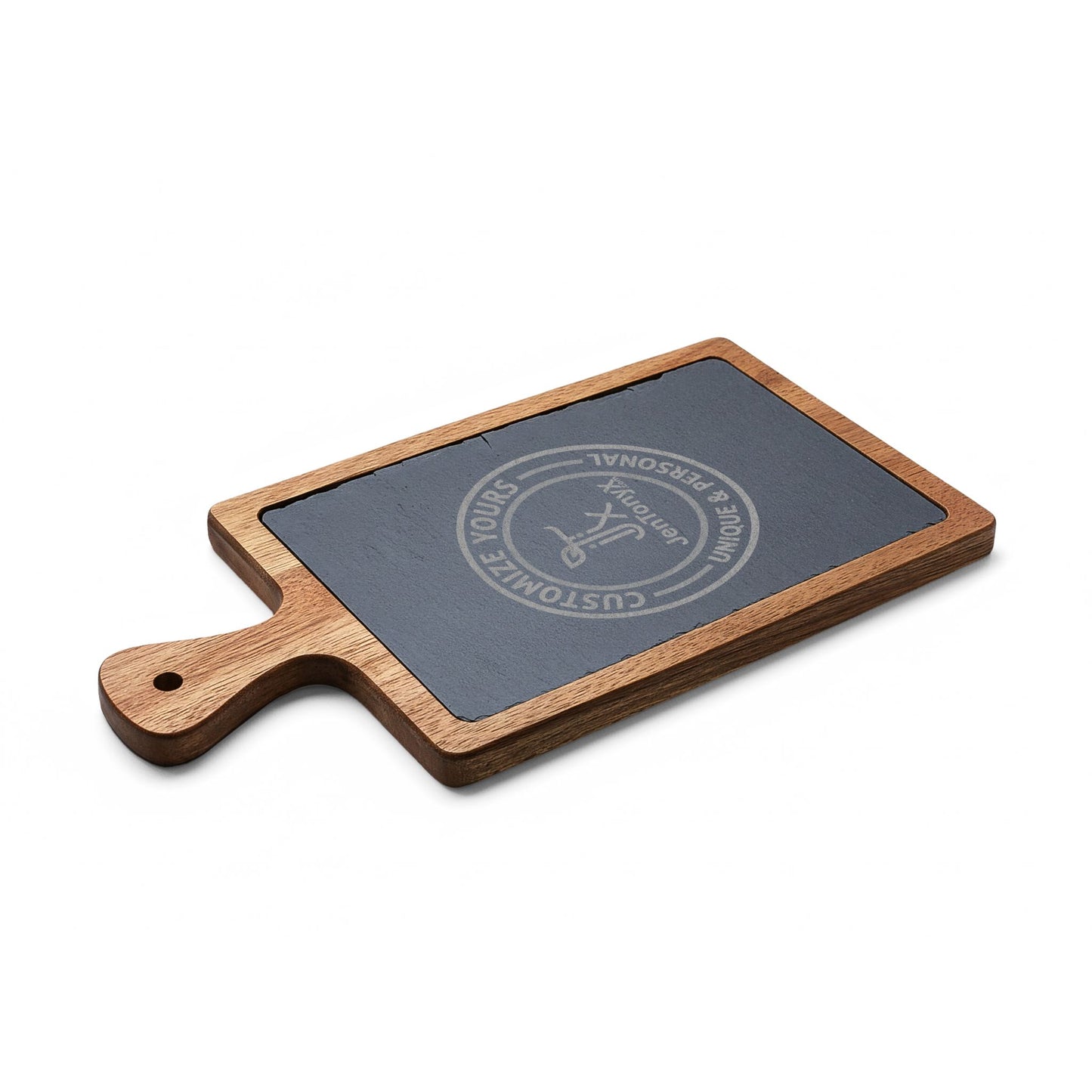 Personalized Engraved Charcuterie Board with Slate Insert & Cheese Knives