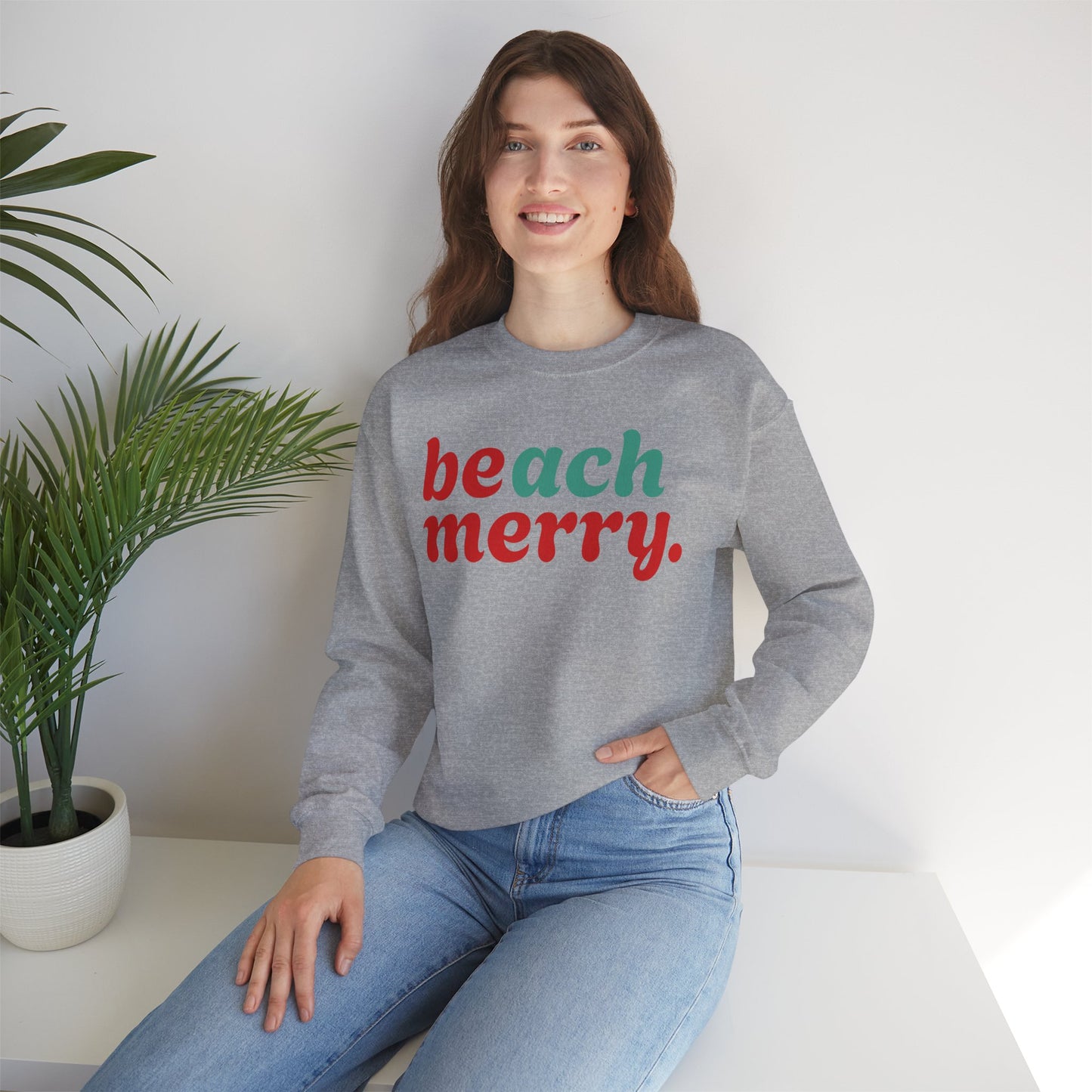 “Beach Merry” — Holiday Cozy Crewneck Sweatshirt