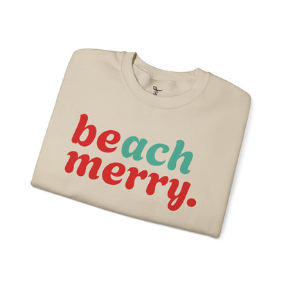 “Beach Merry” — Holiday Cozy Crewneck Sweatshirt