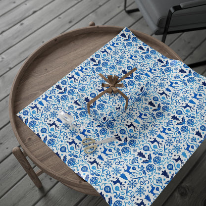 Blue Reindeer Snowflake Gift Wrap — Holiday Wrapping Paper Rolls
