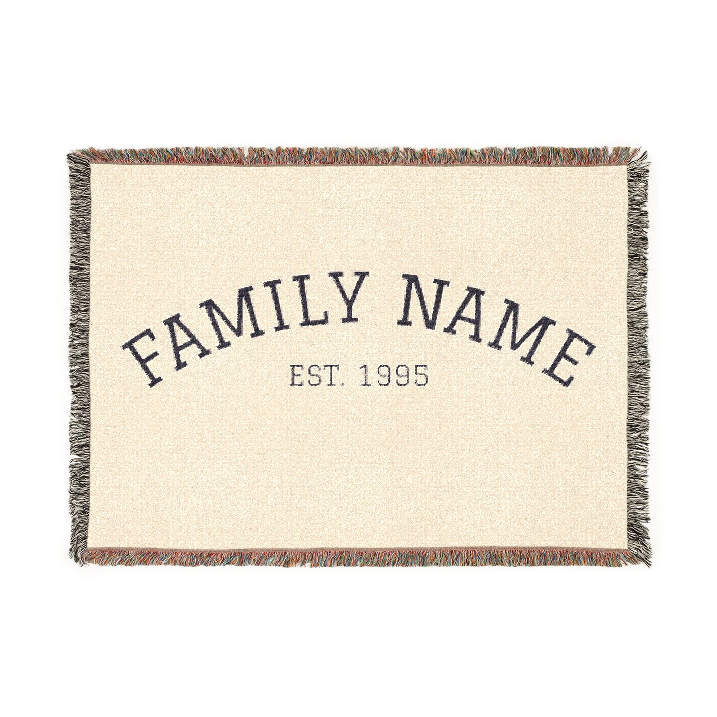 Personalized Family Name Woven Blanket - Classic Est. Year Throw